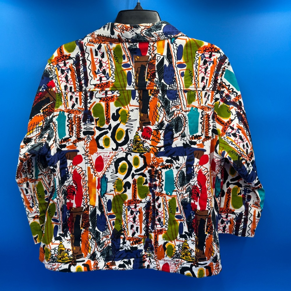 VTG Mirror Image Women's XL Abstract Print Button Up Jacket Made in India - Picture 2 of 10
